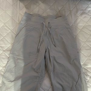 white, aligned studio pants
